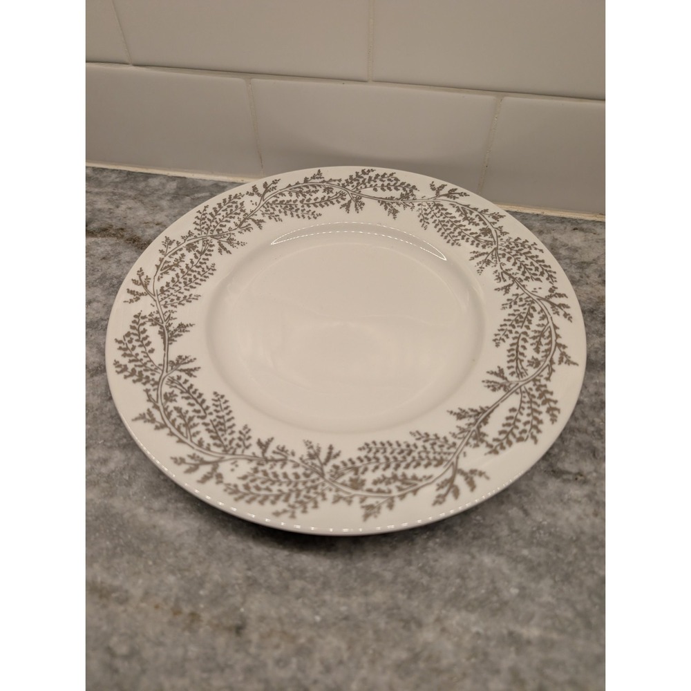 Crate & Barrel Botanical Vine Plate‎ Silver Leaves Monno Bangladesh, 9.5in